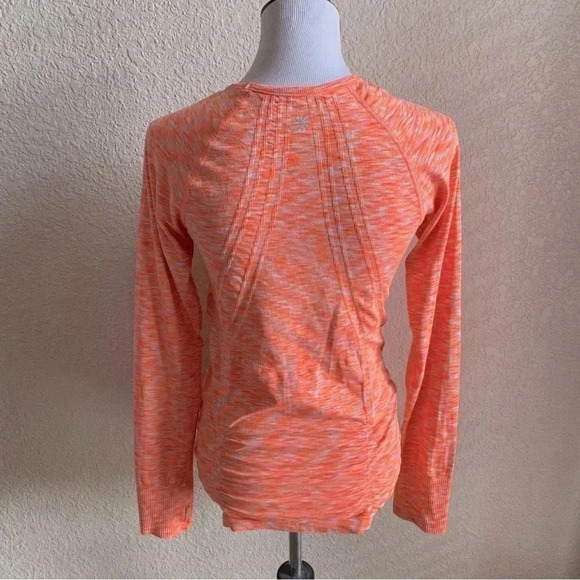Athleta Fastest Track Space Dye Long Sleeve Round Neck Orange Activewear Top: M - Picture 6 of 12